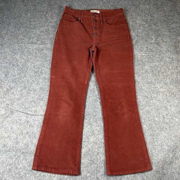 Madewell Jeans Cali Denim Boot Womens 27 Corduroy Red Button Fly Pants - Picture 1 of 11